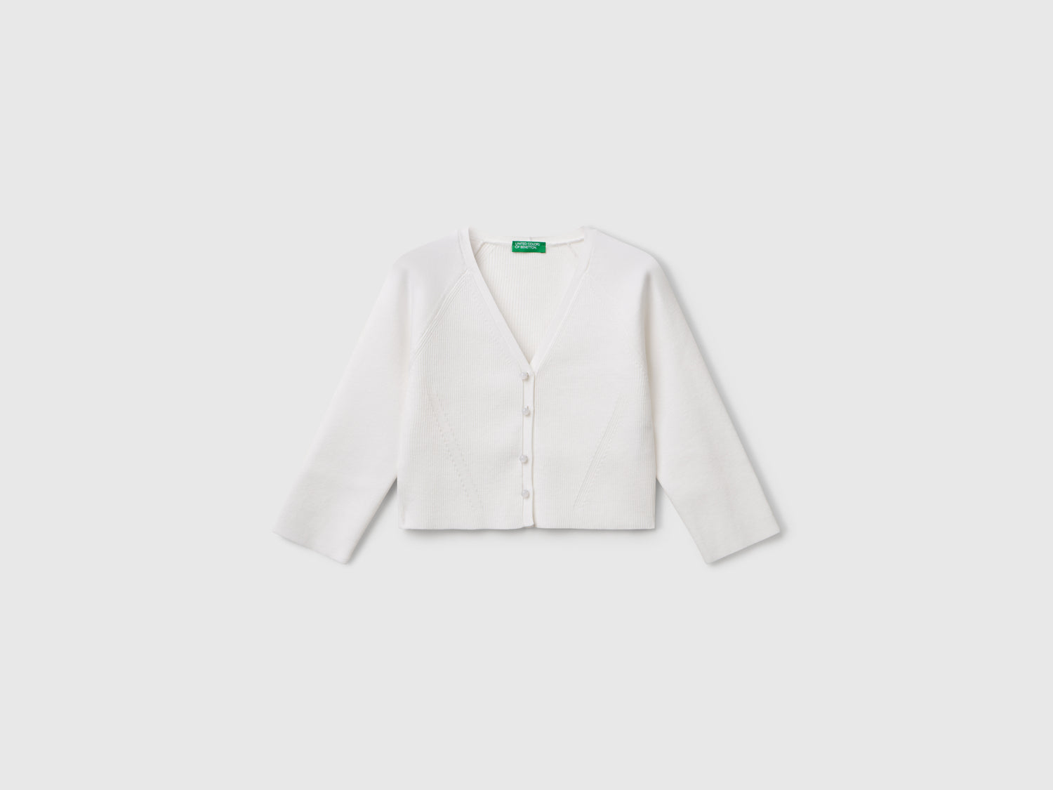 Slim-fit cardigan da bambina bianco | Benetton Outlet