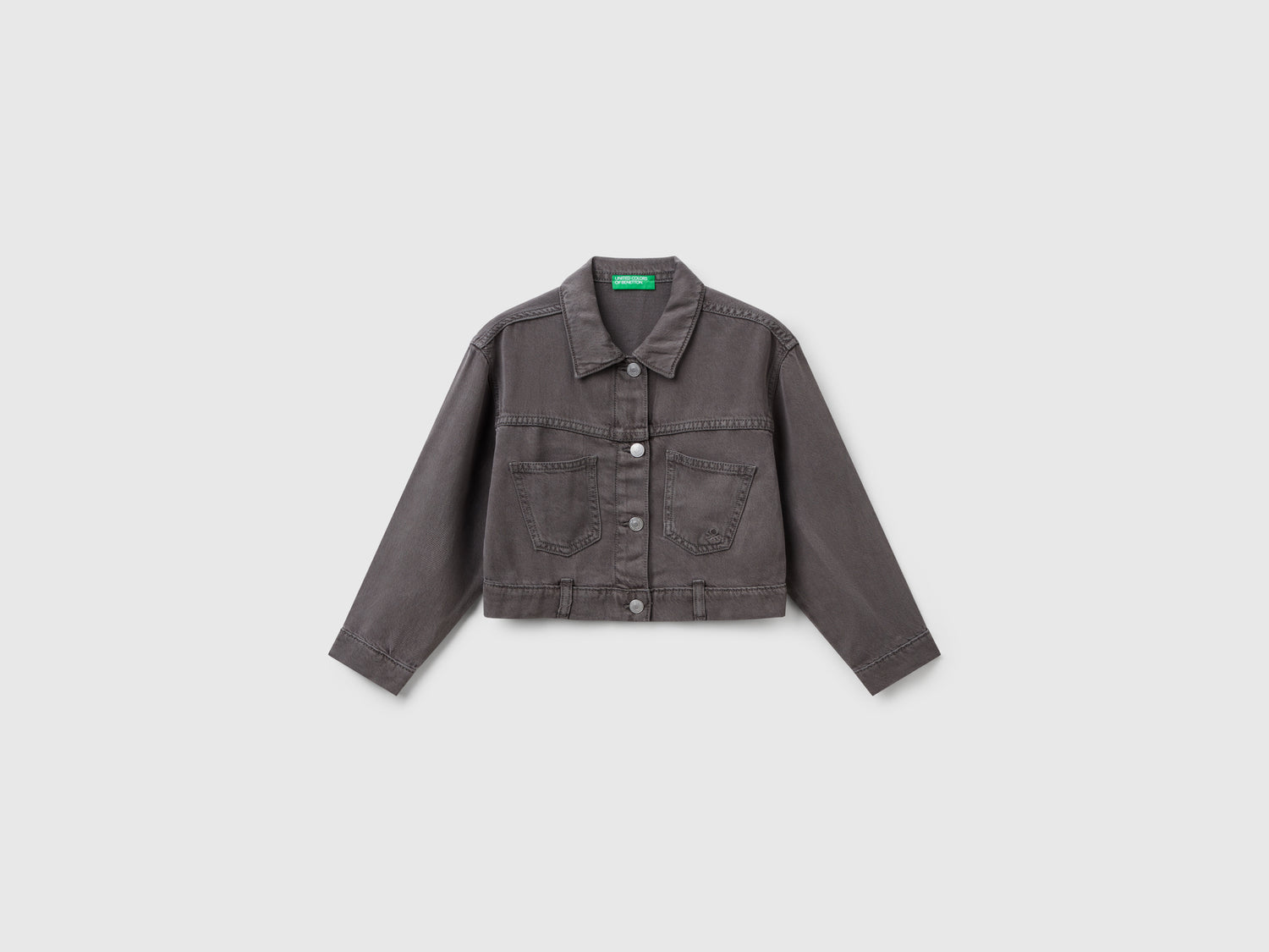 Giacca cropped da bambina grigio | Benetton Outlet