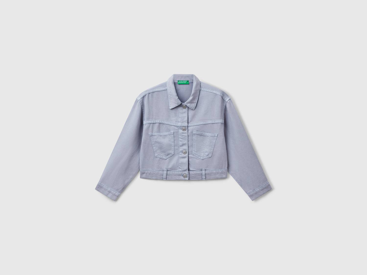 Giacca cropped da bambina azzurro | Benetton Outlet