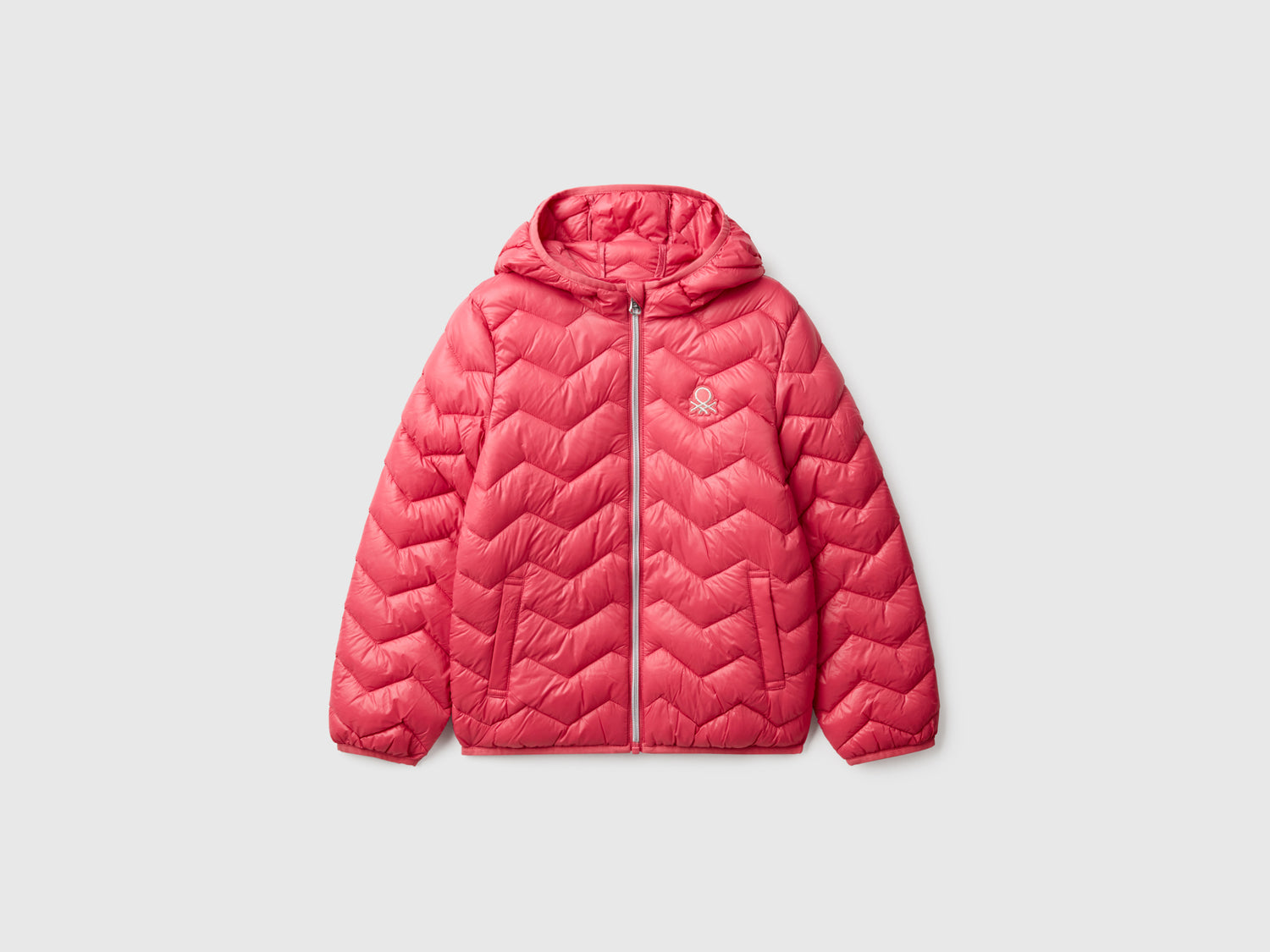 Giubbino imbottito con cappuccio da bambina ciclamino | Benetton Outlet