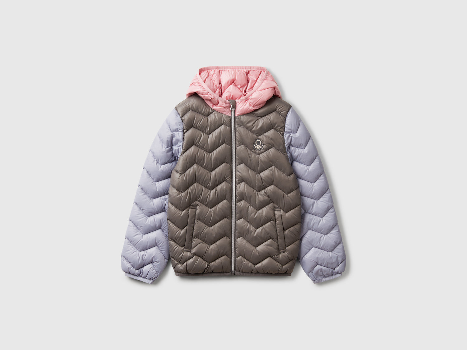 Giubbino imbottito con cappuccio da bambina multi-color | Benetton Outlet