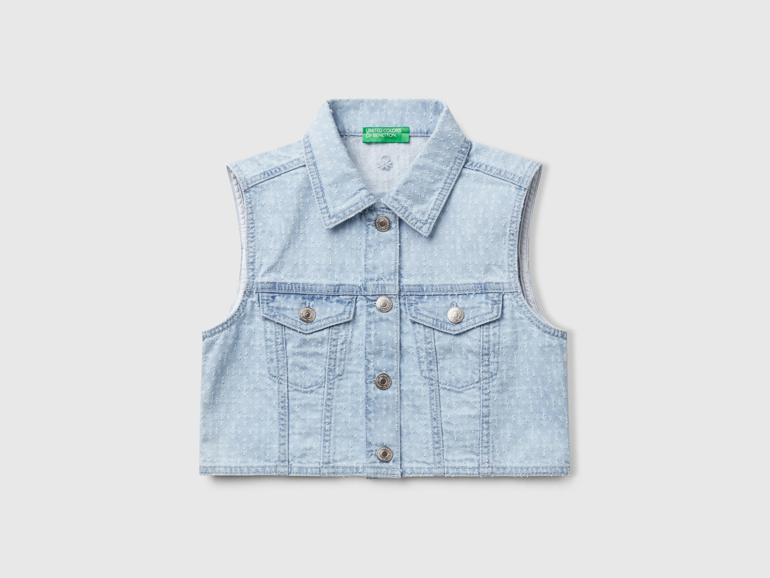 Gilet di jeans da bambina azzurro | Benetton Outlet