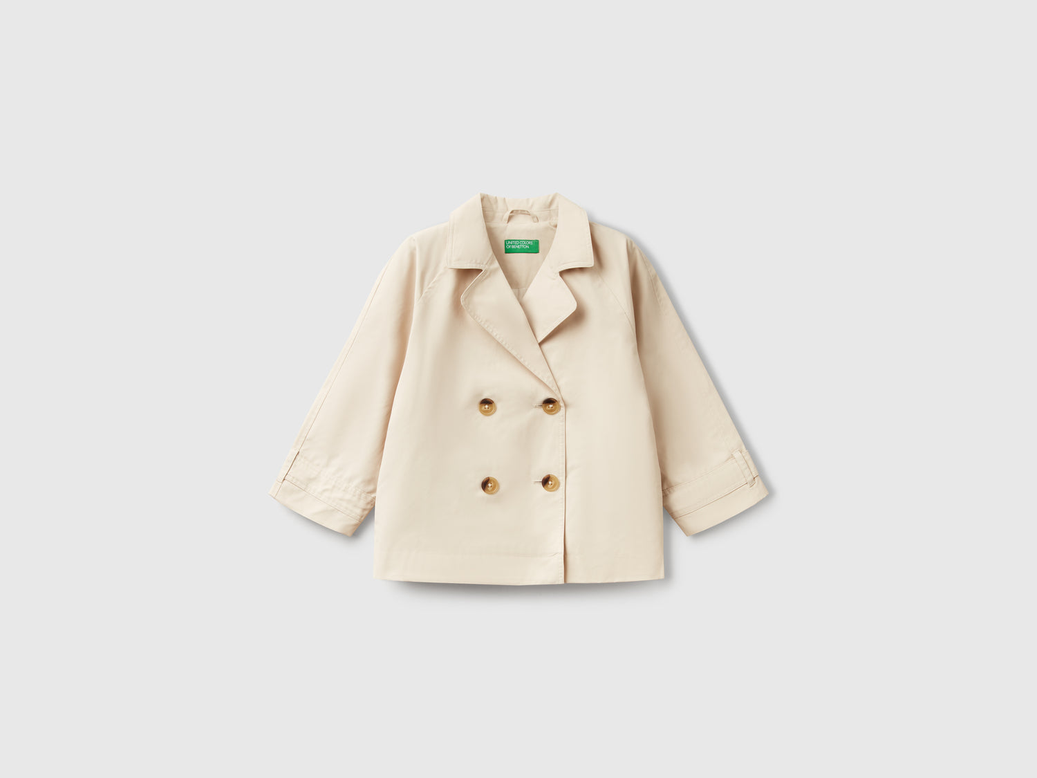 Trench corto doppiopetto da bambina beige | Benetton Outlet