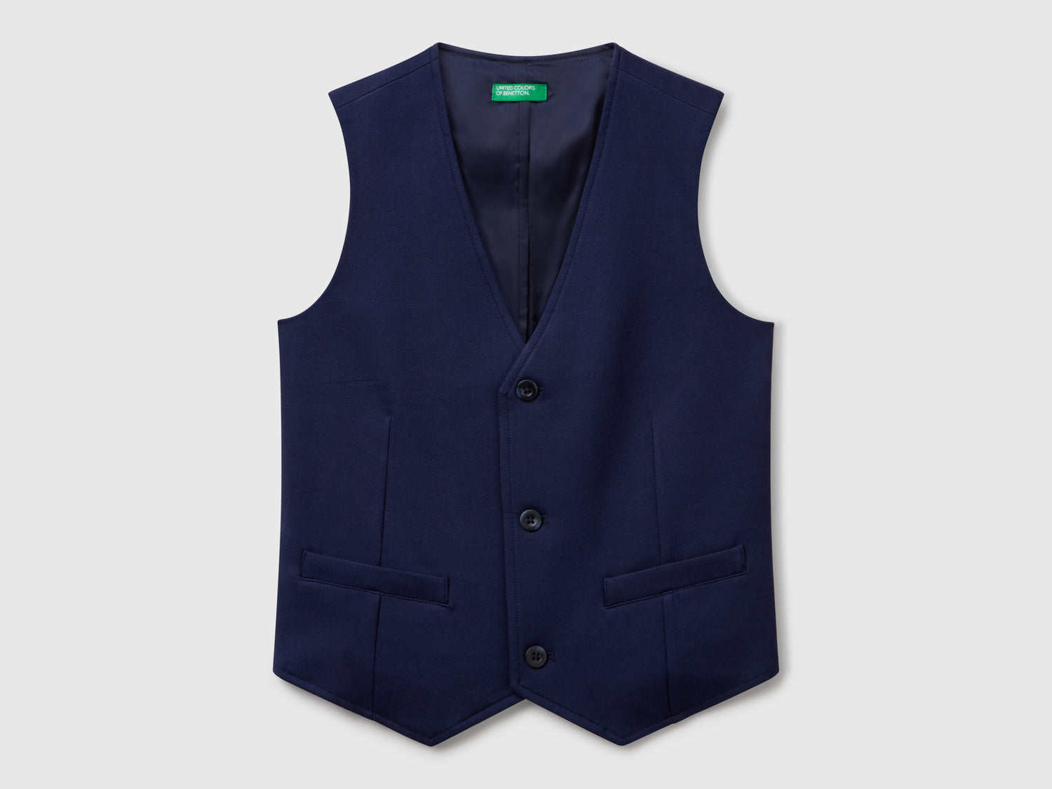 Gilet foderato con bottoni da bambino blu scuro | Benetton Outlet