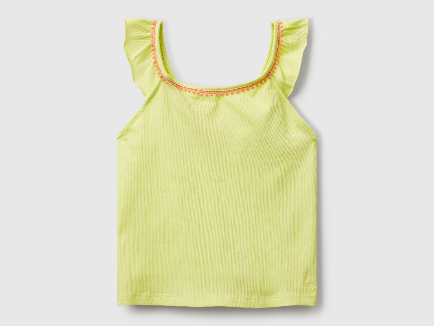 Ruffled top da bambina lime | Benetton Outlet