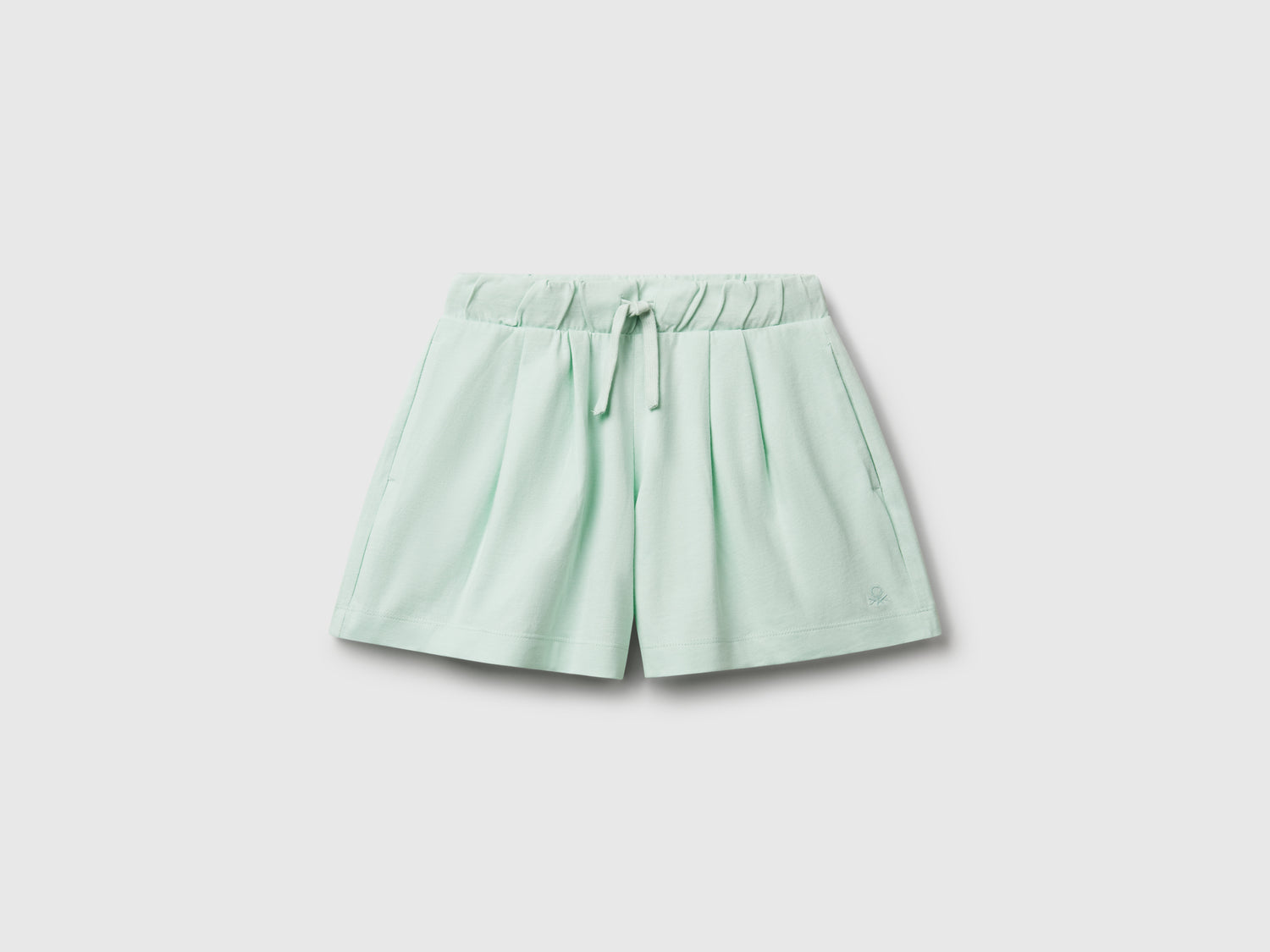 Shorts in puro cotone da bambina verde acqua | Benetton Outlet