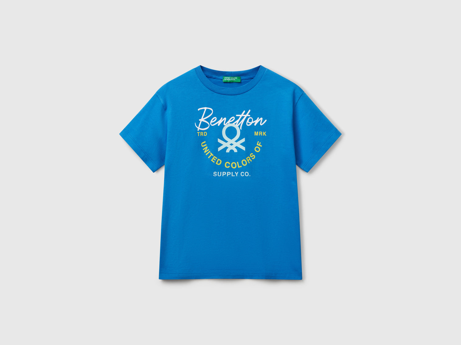 T-shirt con logo da bambino blu | Benetton Outlet