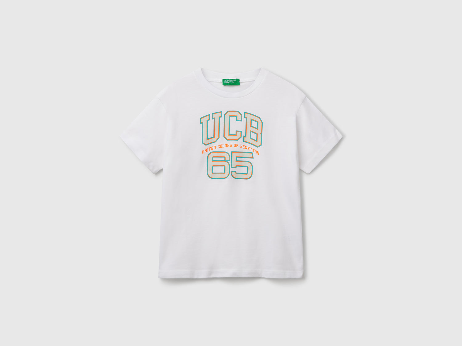 T-shirt con logo da bambino bianco | Benetton Outlet
