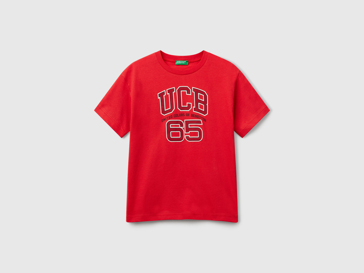 T-shirt con logo da bambino rosso | Benetton Outlet
