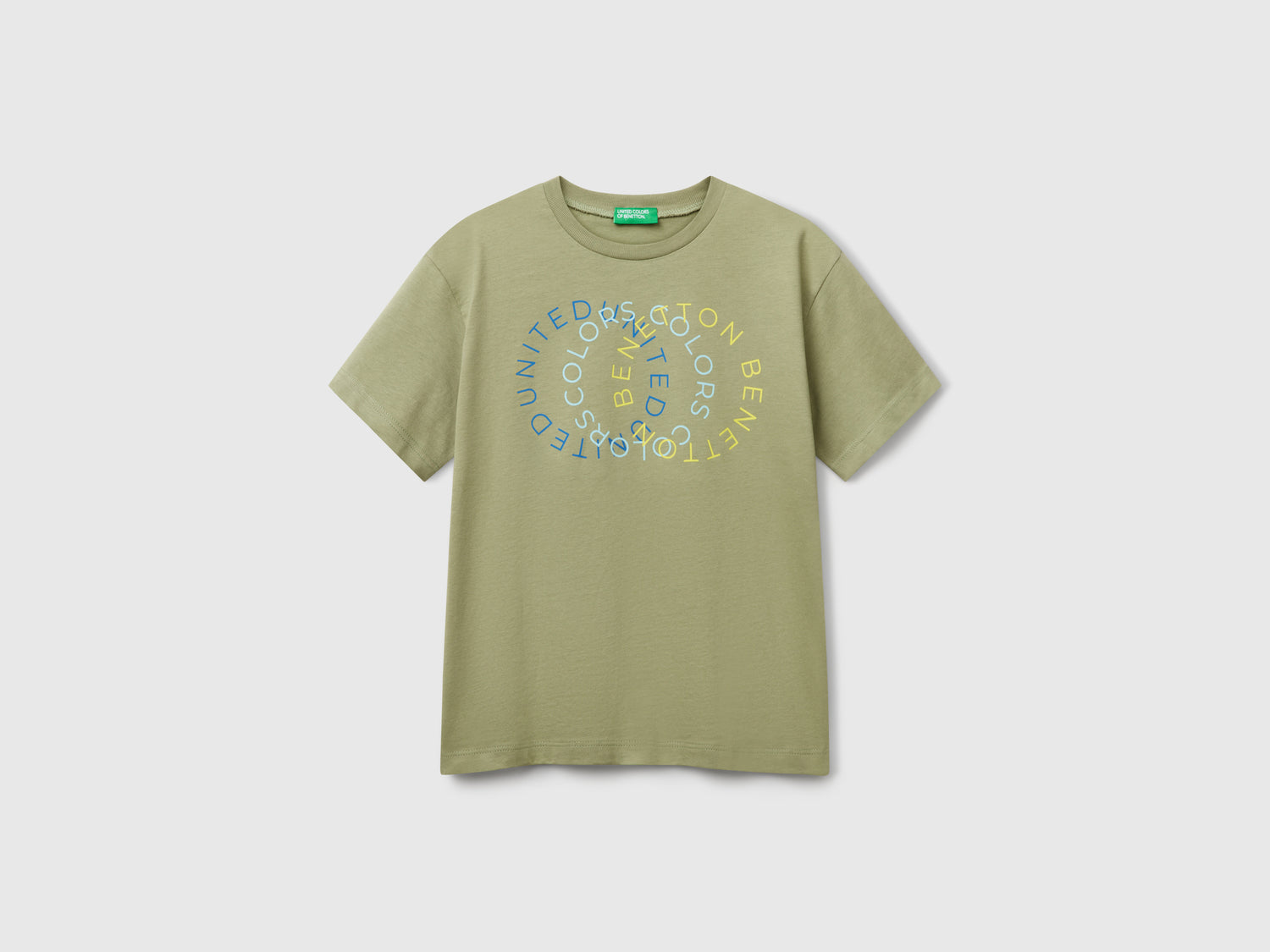 T-shirt con logo da bambino verde oliva | Benetton Outlet
