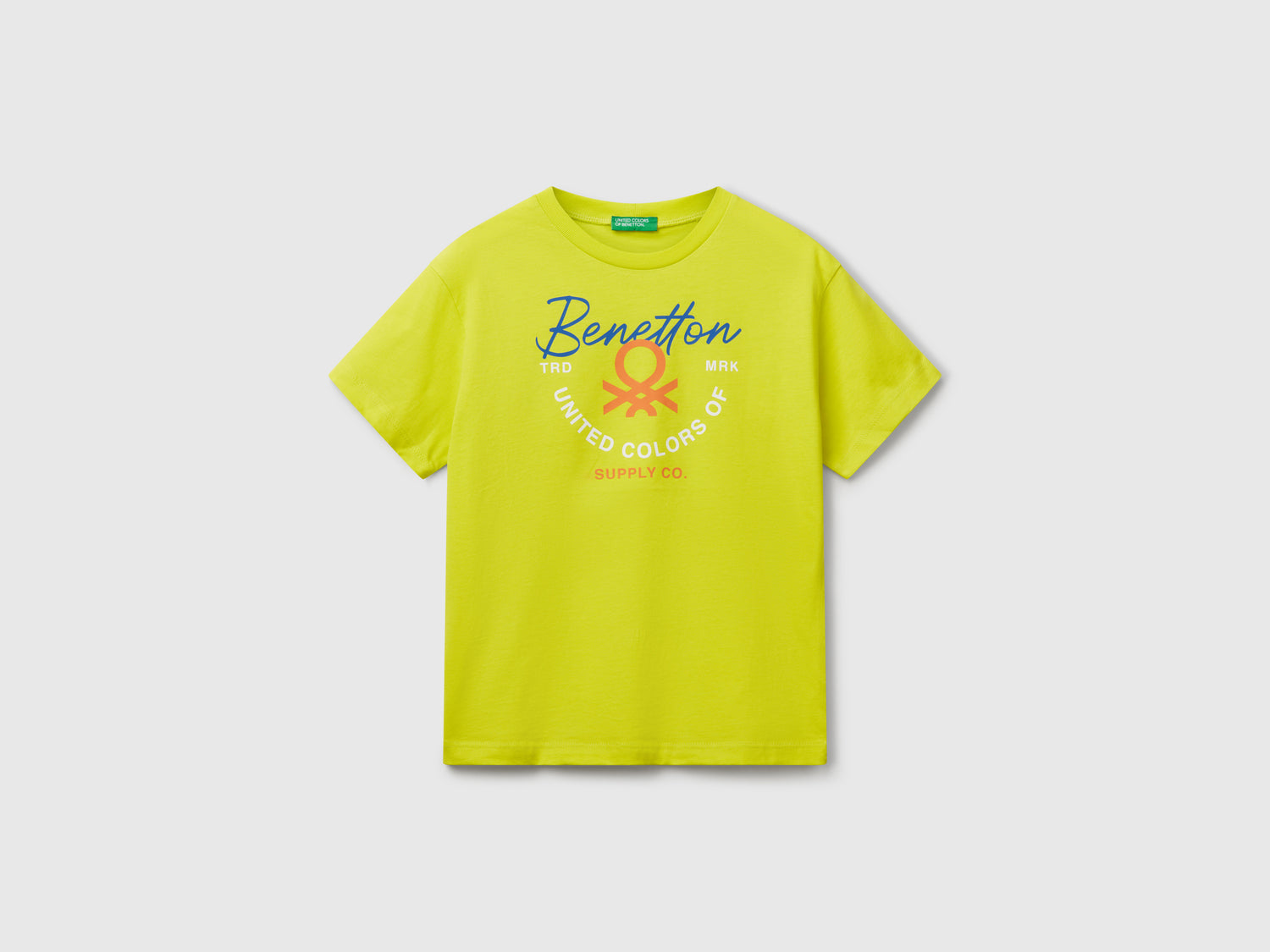 T-shirt con logo da bambino giallo fluo | Benetton Outlet