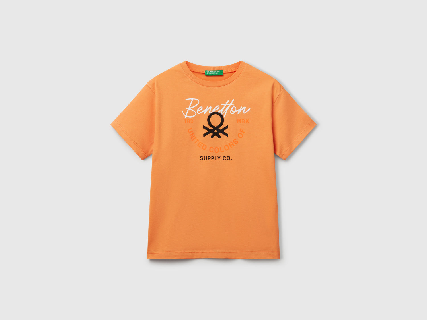T-shirt con logo da bambino arancione | Benetton Outlet
