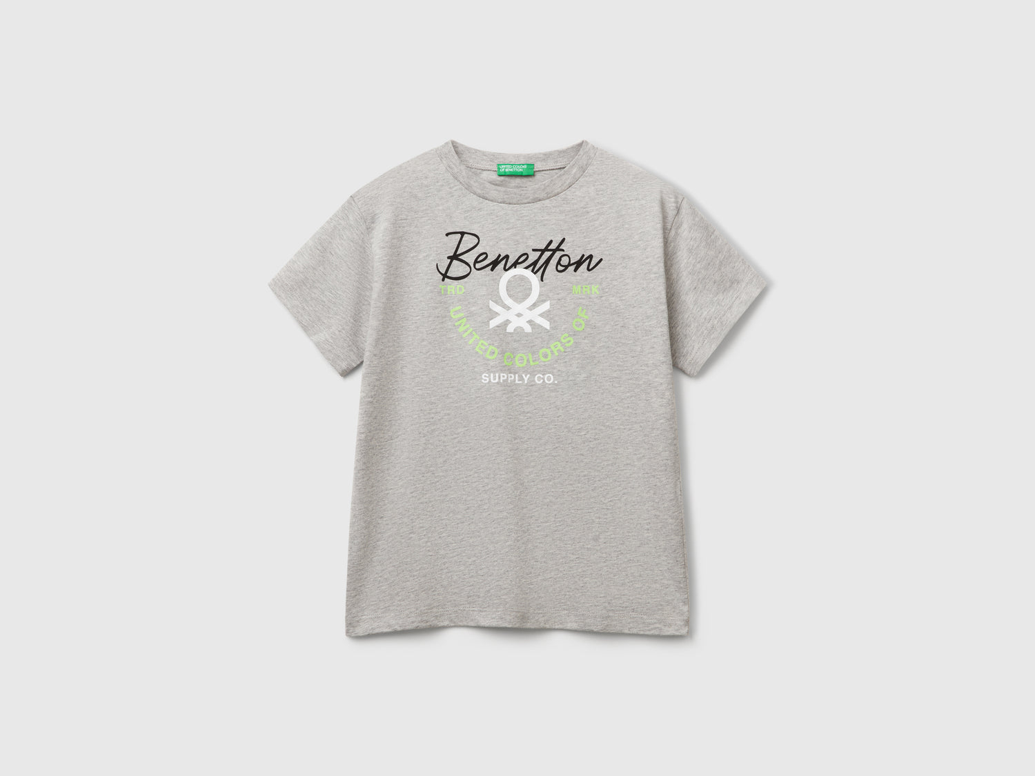 T-shirt con logo da bambino grigio | Benetton Outlet