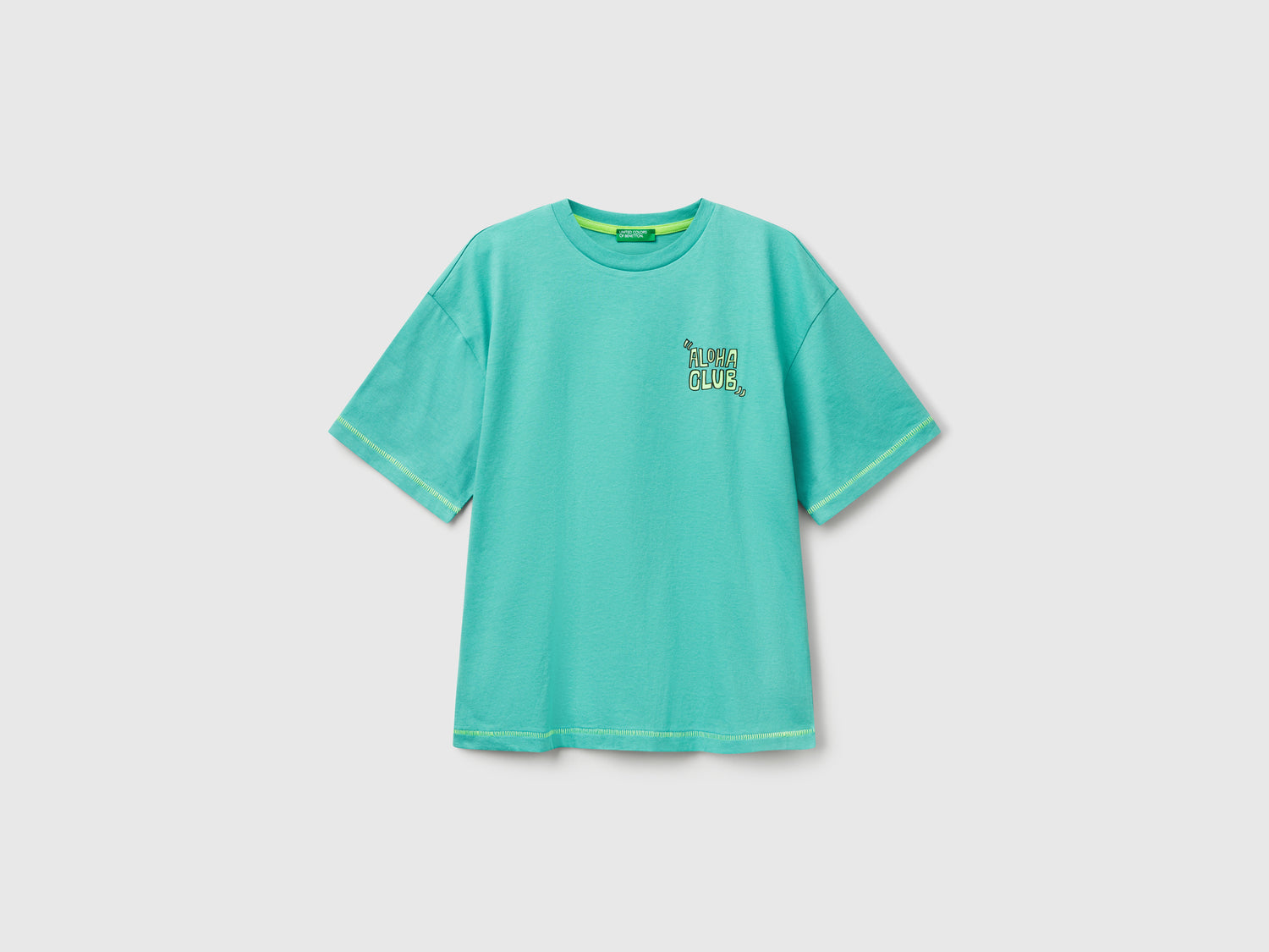 T-shirt con stampa davanti e dietro da bambino verde acqua | Benetton Outlet