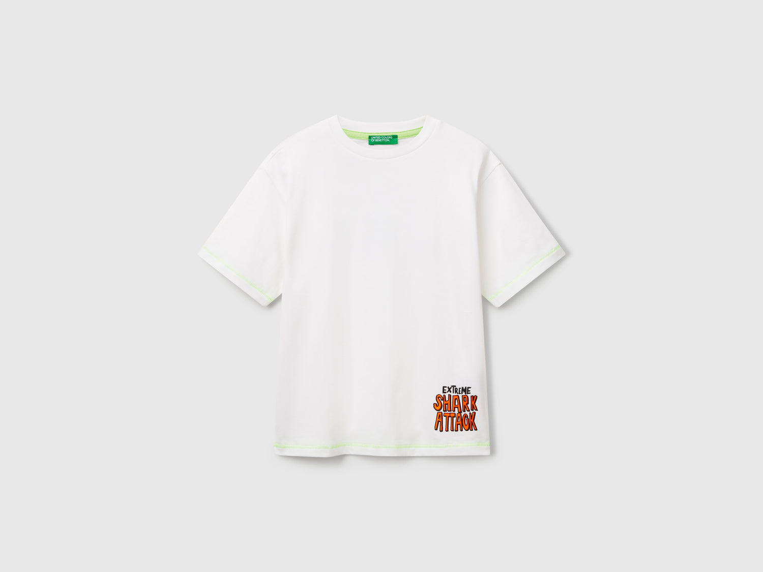 T-shirt con stampa davanti e dietro da bambino bianco | Benetton Outlet