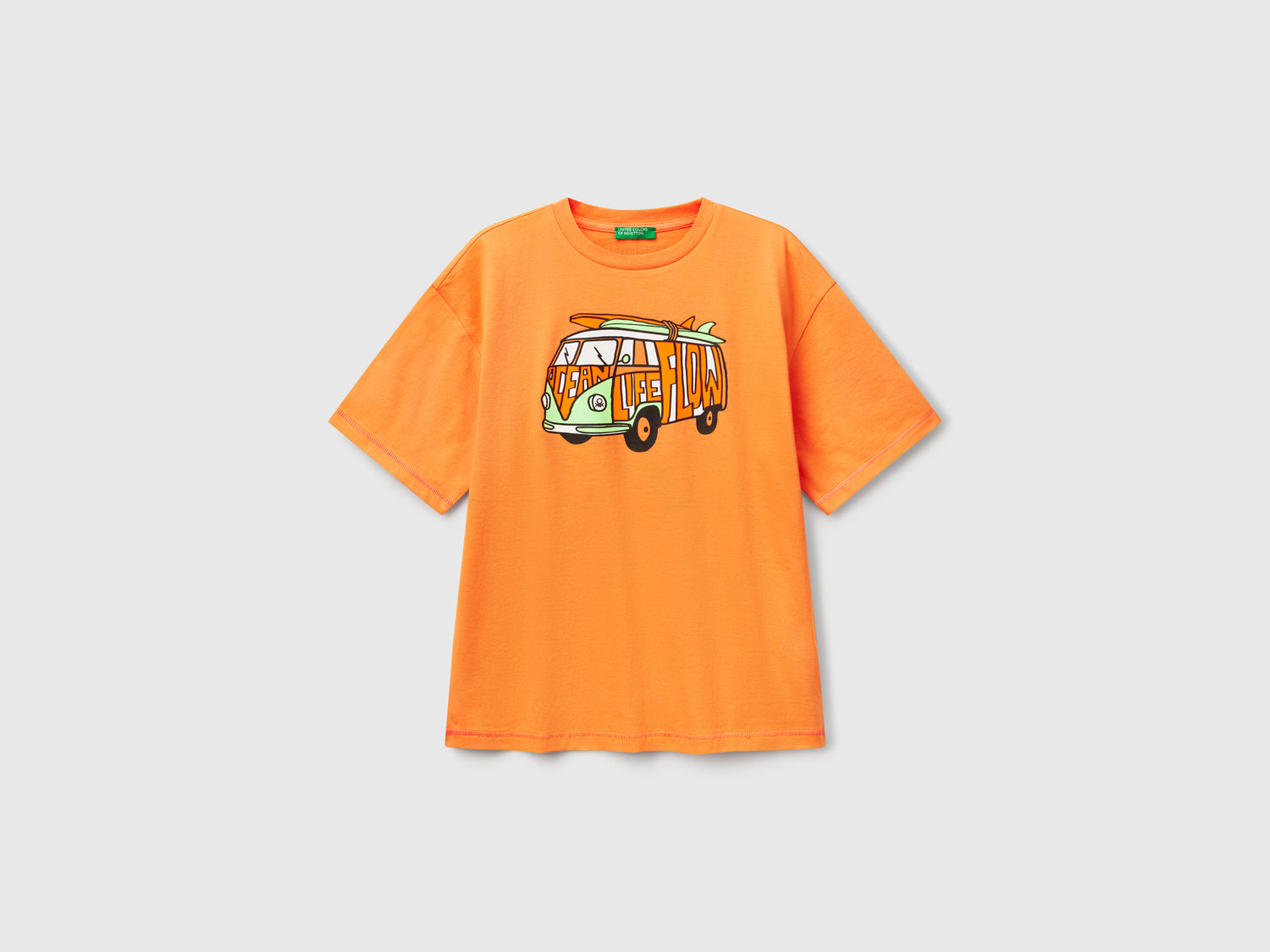 T-shirt con stampa davanti e dietro da bambino arancione | Benetton Outlet