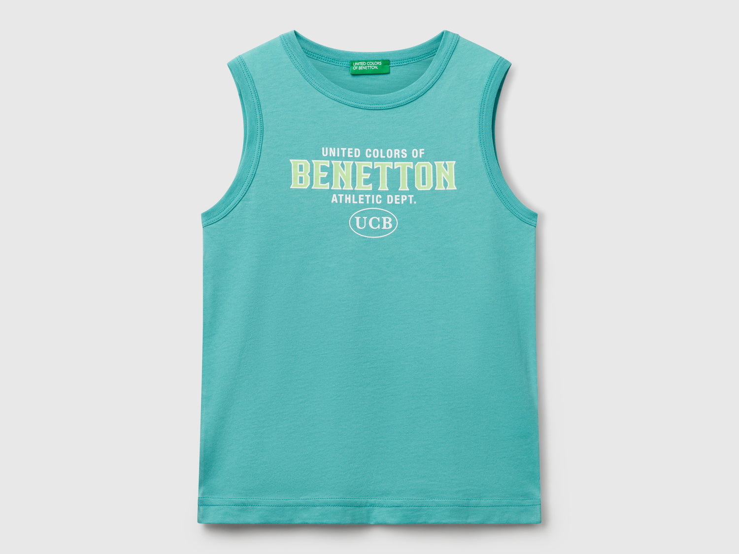 Canotta 100% cotone bio con logo da bambino verde acqua | Benetton Outlet