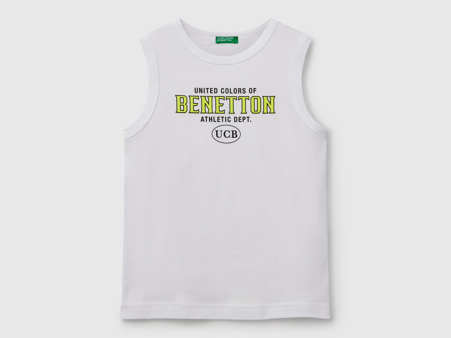 Canotta 100% cotone bio con logo da bambino bianco | Benetton Outlet