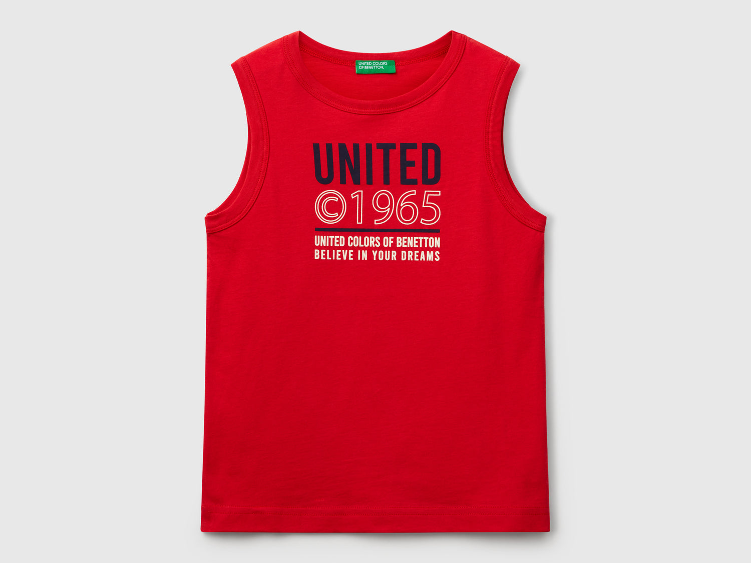 Canotta 100% cotone bio con logo da bambino rosso | Benetton Outlet