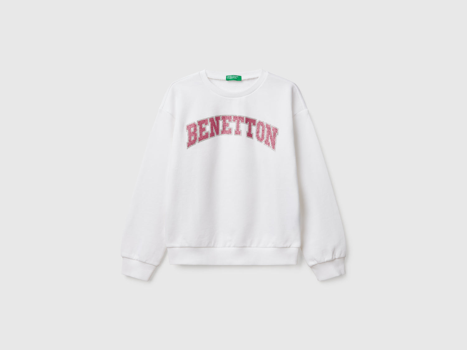 Felpa con stampa glitter da bambina bianco | Benetton Outlet