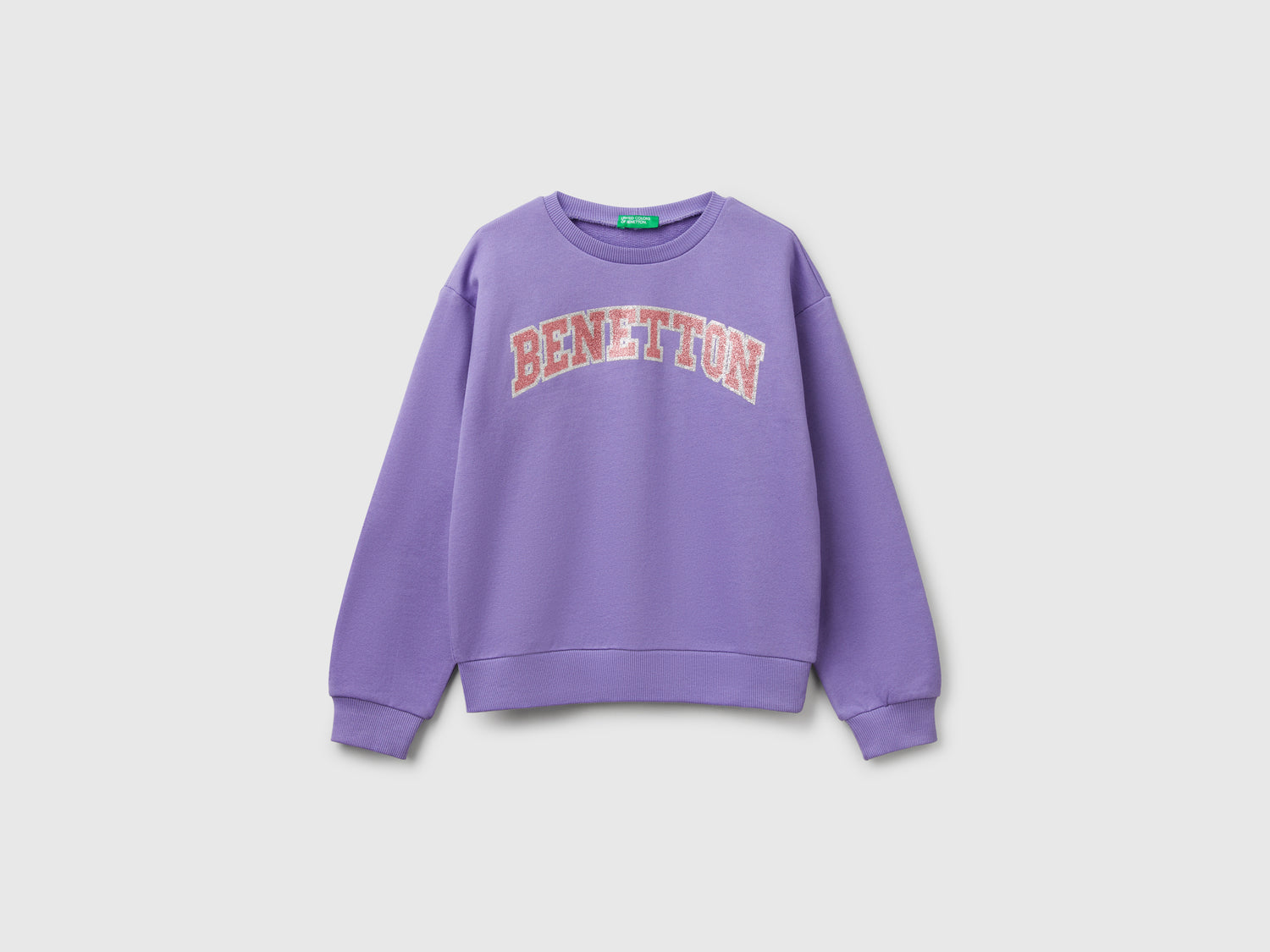 Felpa con stampa glitter da bambina pervinca | Benetton Outlet