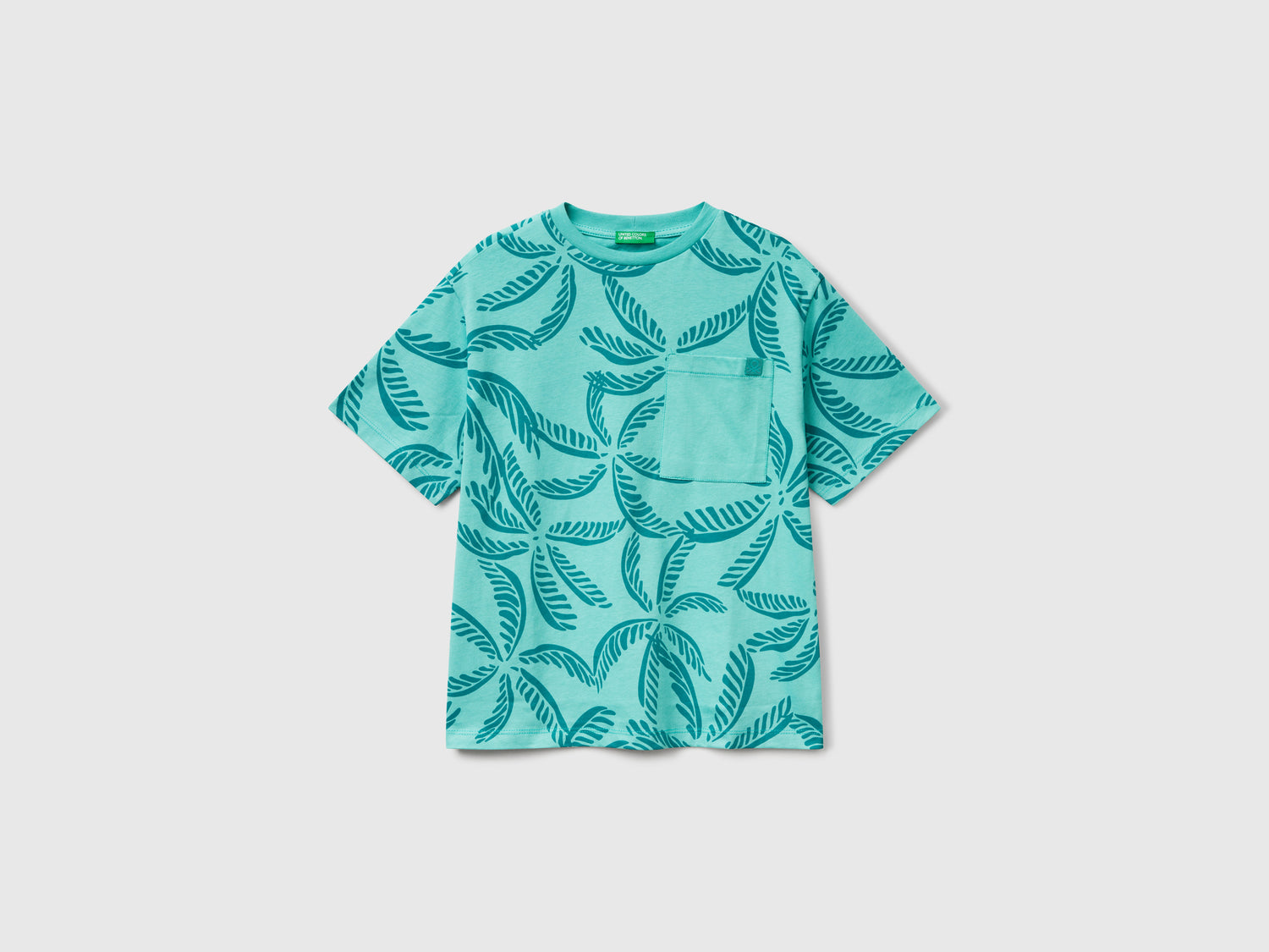 T-shirt con stampa tropicale da bambino verde | Benetton Outlet