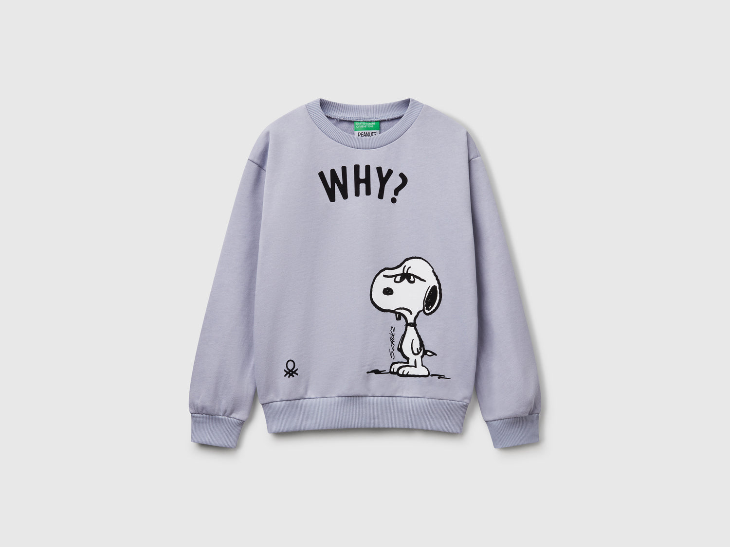 Felpa Snoopy ©Peanuts in cotone da bambina pervinca | Benetton Outlet
