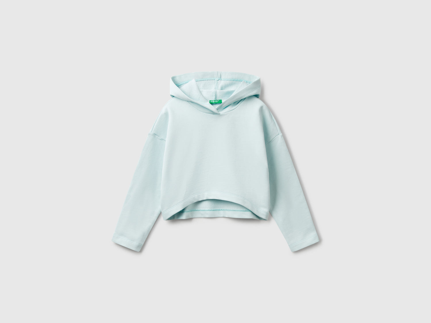 Felpa con fondo stondato da bambina verde acqua | Benetton Outlet
