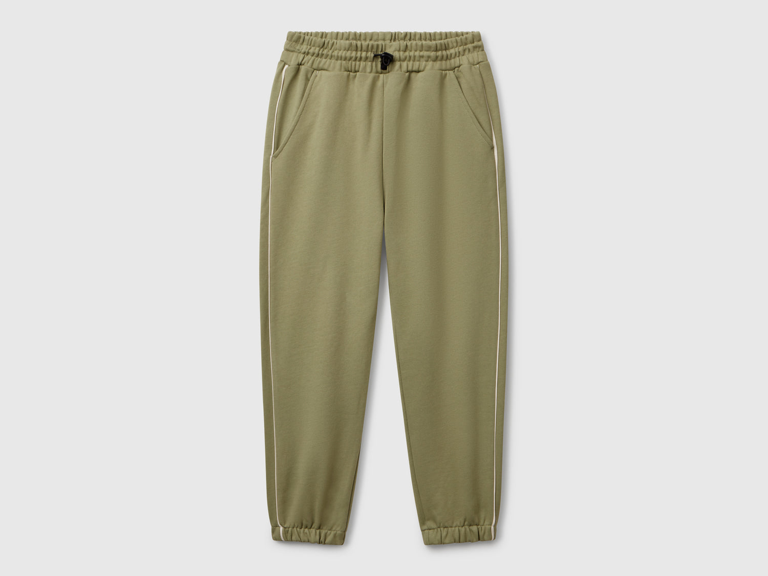 Pantaloni in felpa con piping da bambino verde oliva | Benetton Outlet
