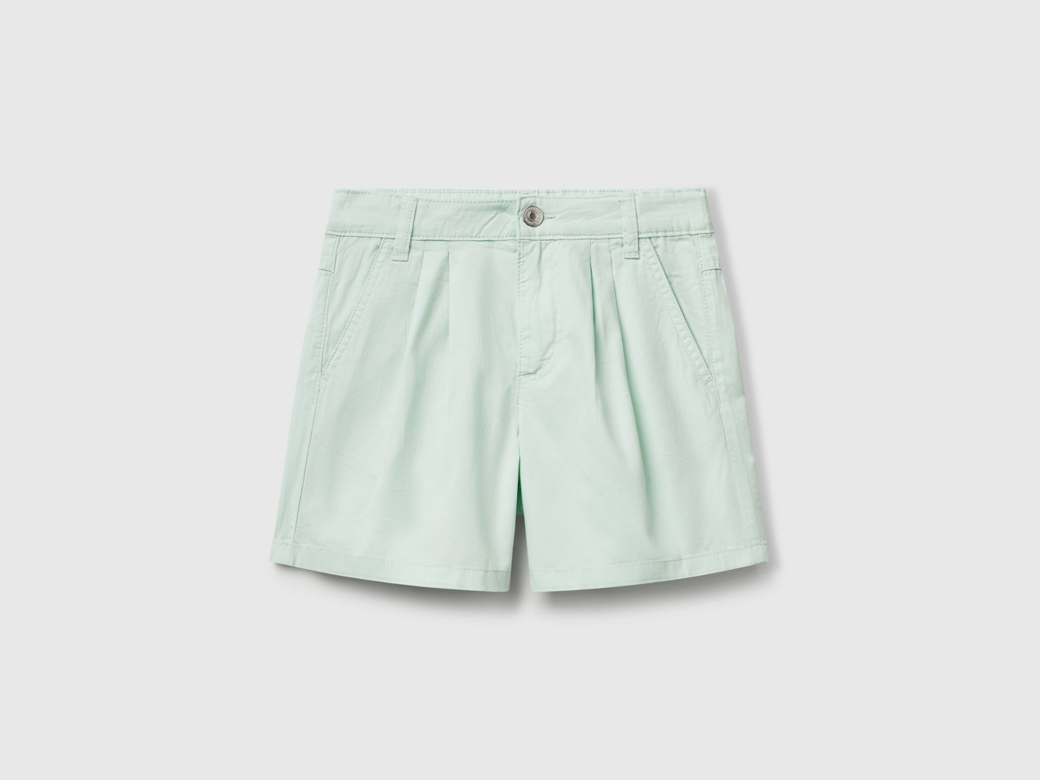 Shorts in puro cotone da bambina verde acqua | Benetton Outlet