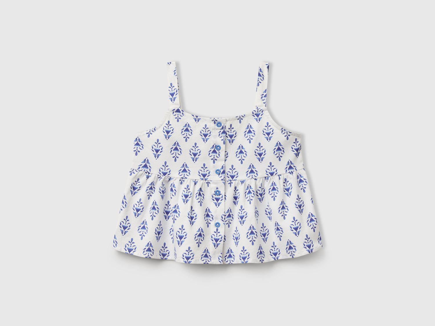 Pure cotton patterned top da bambina blu | Benetton Outlet