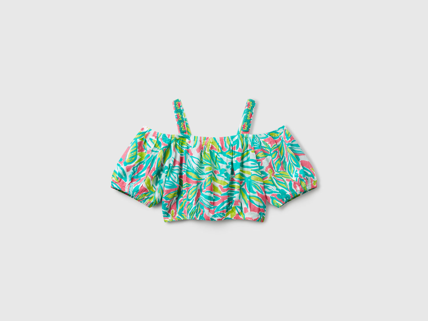 Tropical print crop top da bambina multi-color | Benetton Outlet