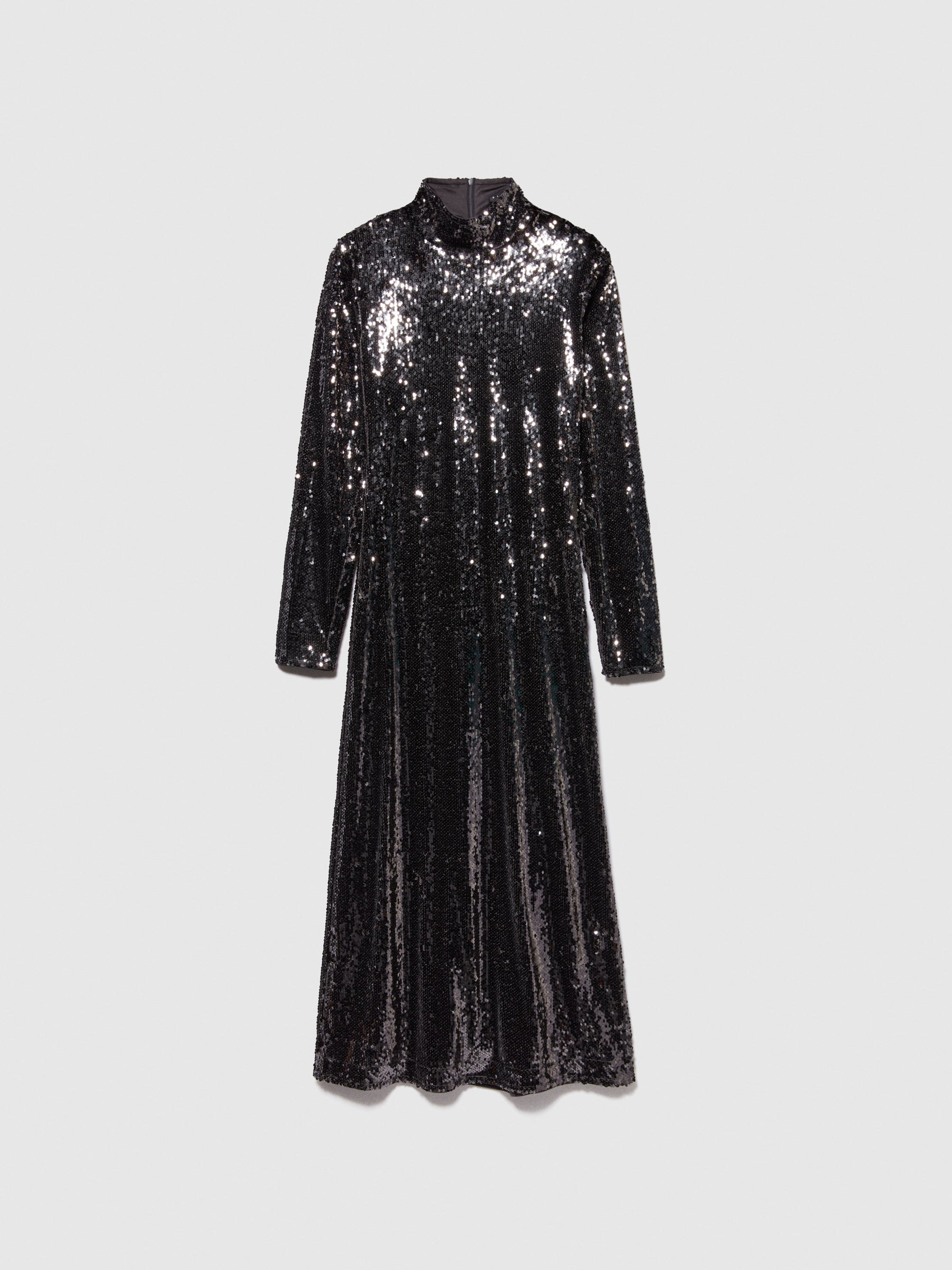 long sleeve sequin midi dress Sequin midi dress da donna argento