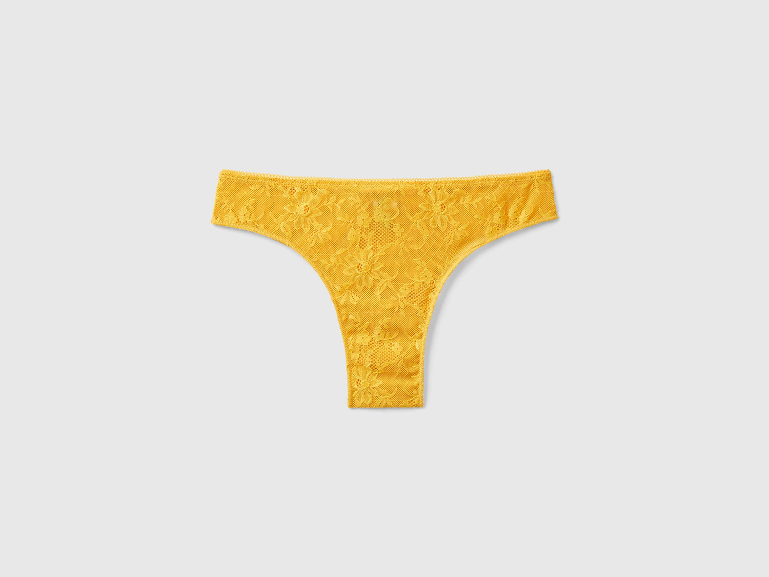 Braguita brasileña de encaje y microfibra da donna giallo | Benetton Outlet