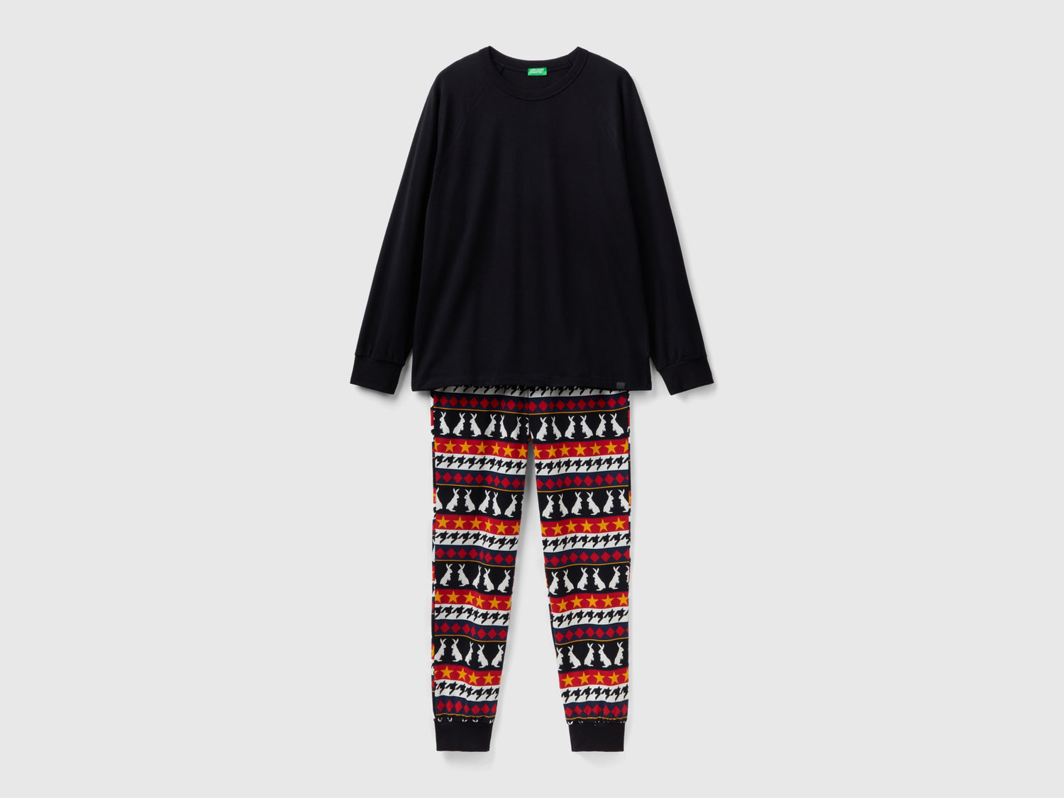 Pigiama in caldo cotone stretch da uomo nero | Benetton Outlet