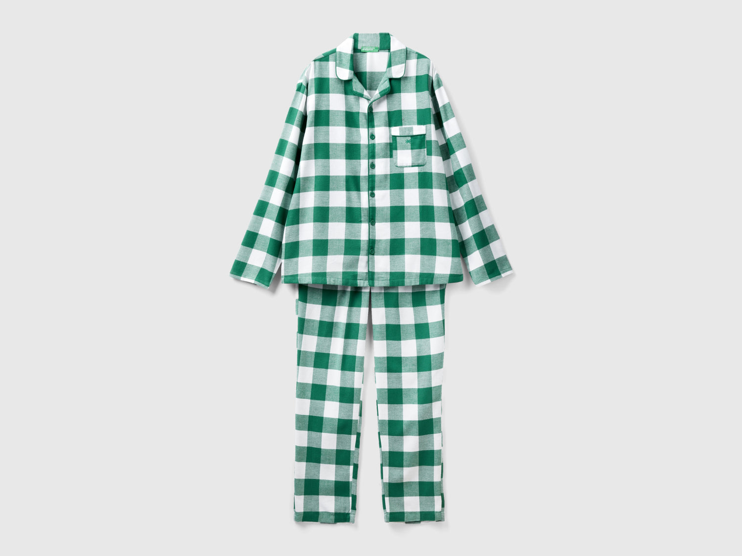 Pigiama a quadri in flanella da uomo verde | Benetton Outlet