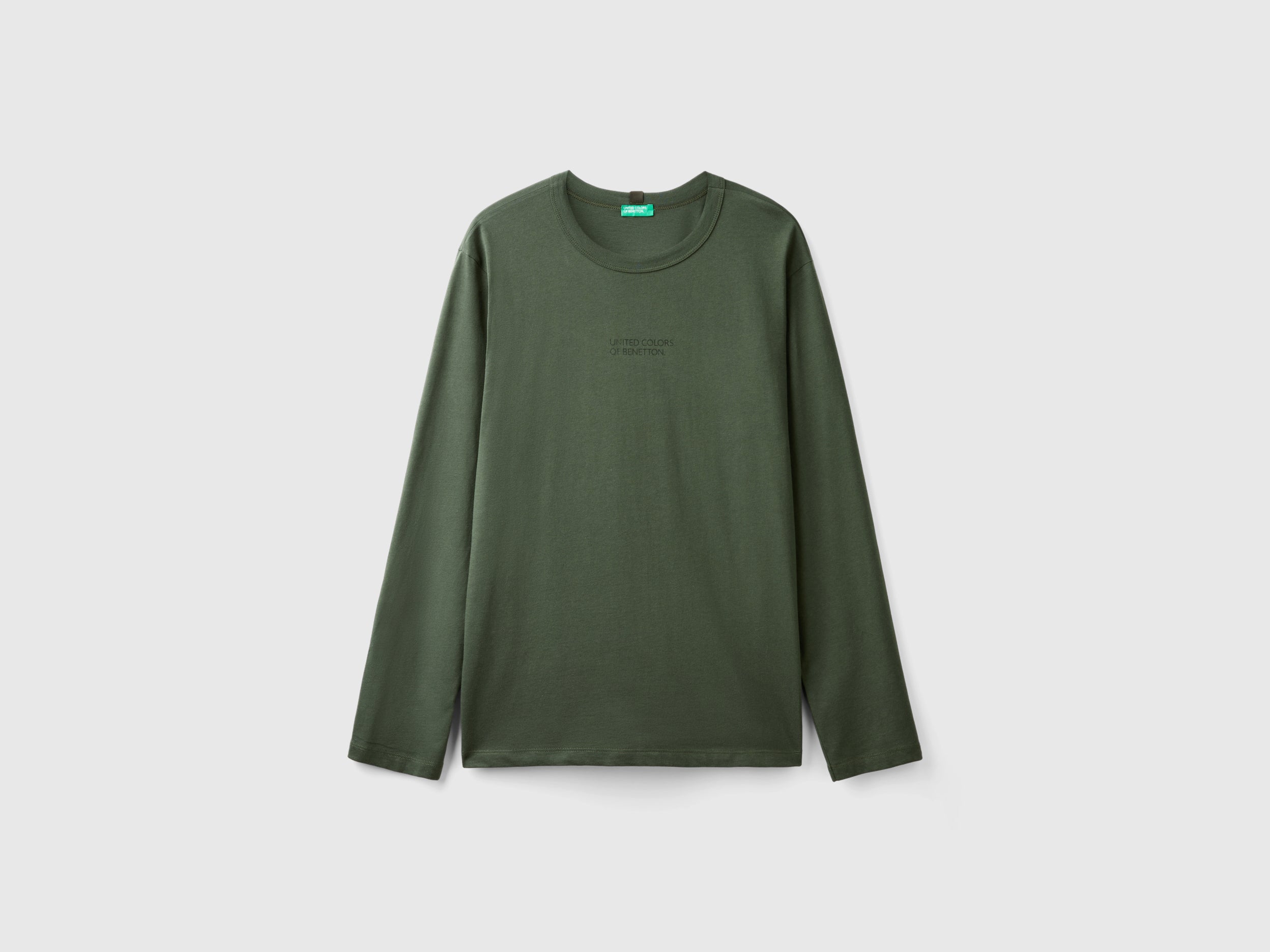 Maglietta a maniche lunghe con scollo a V, tinta unita, per donna, verde, L