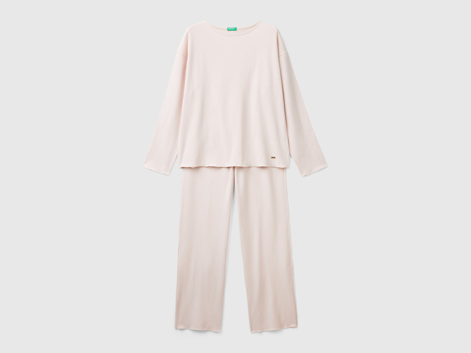 Pijama de algodón elástico cálido da donna rosa tenue | Benetton Outlet