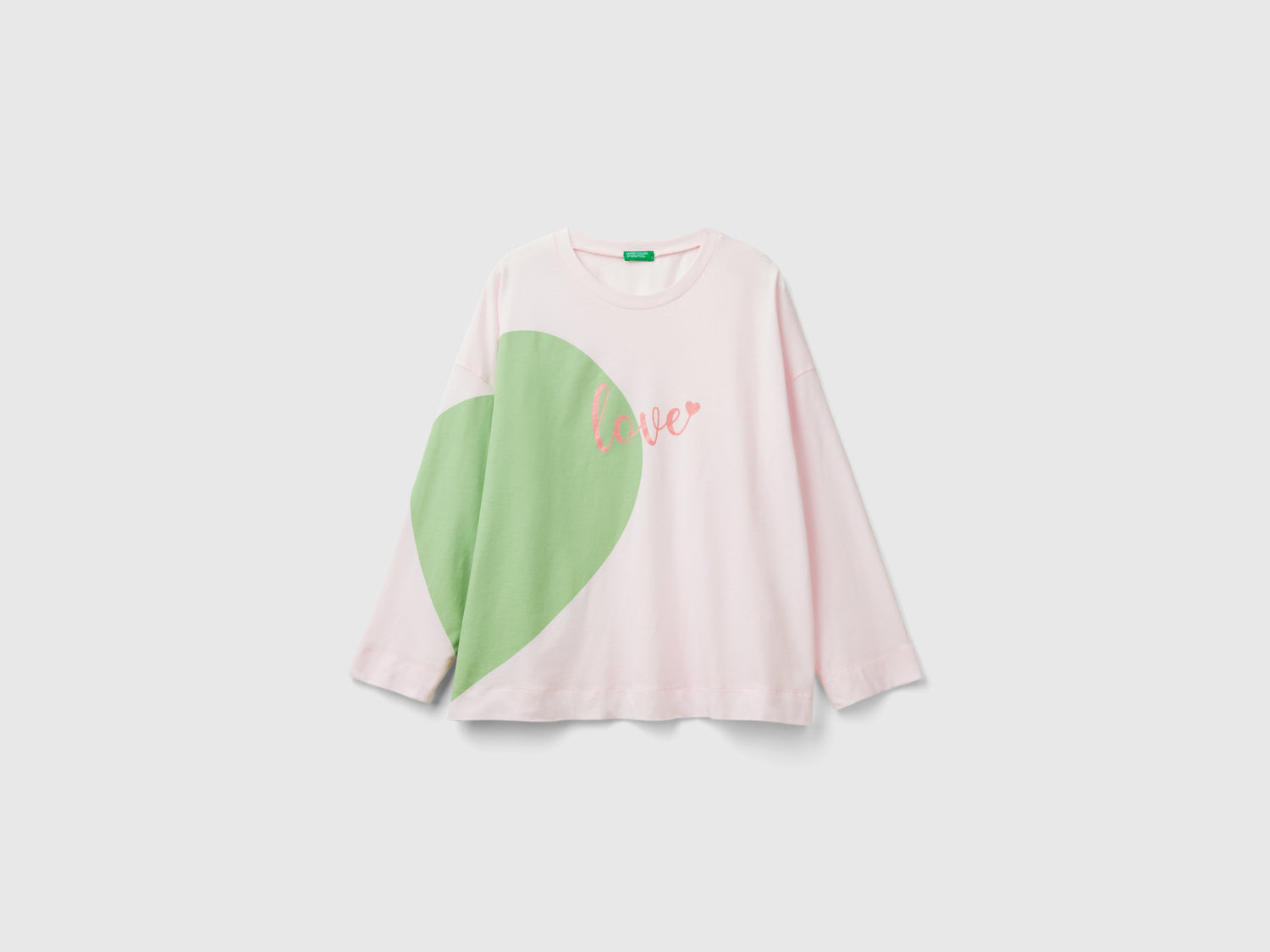 T-shirt with heart print da donna bianco panna | Benetton Outlet
