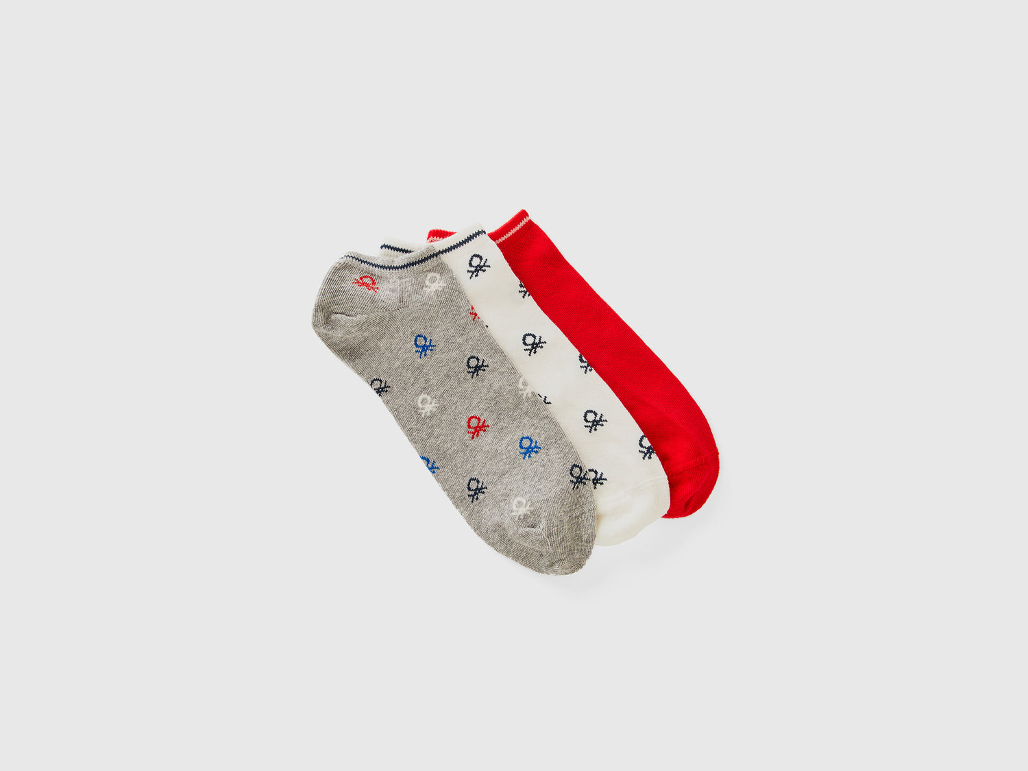 Three pairs of short socks with logo da uomo multi-color | Benetton Outlet