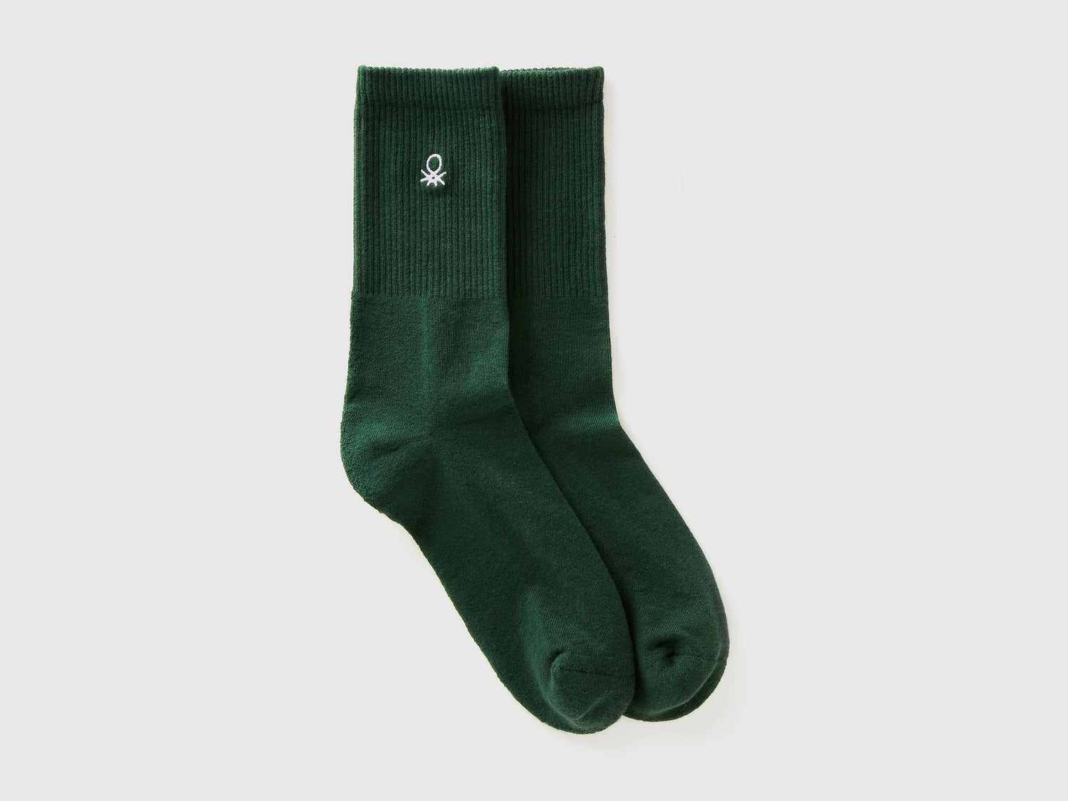 Cotton blend sports socks da uomo verde scuro | Benetton Outlet