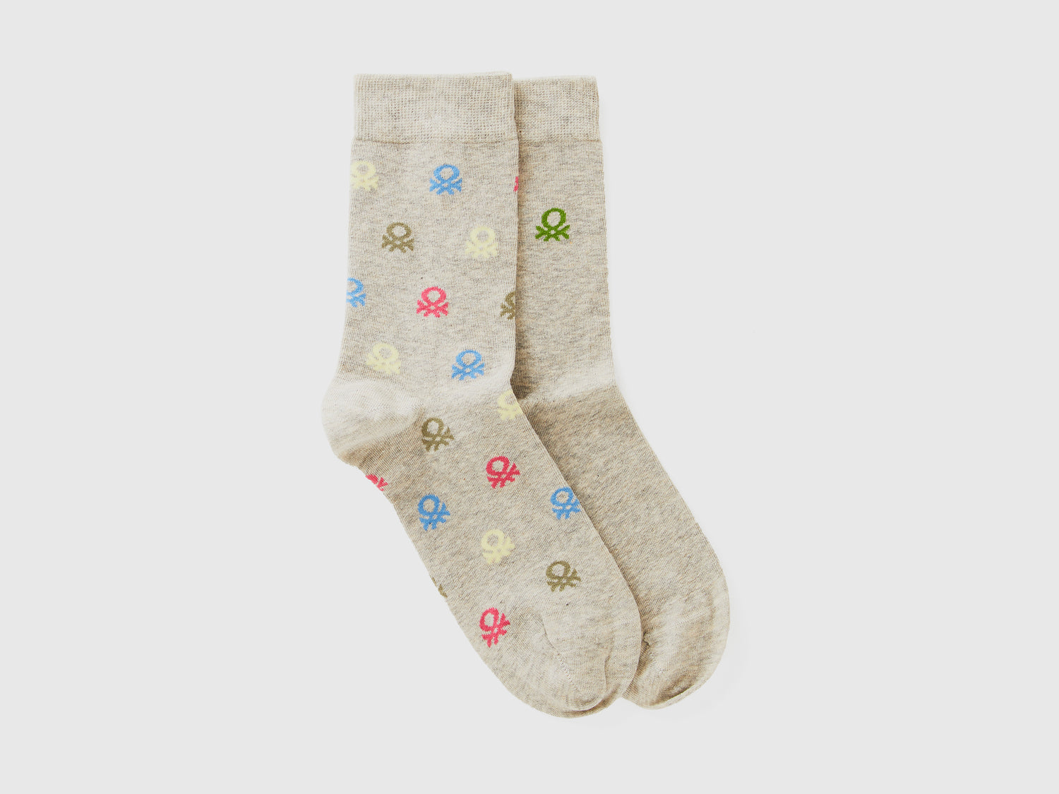 Two pairs of long socks with logos da uomo bianco panna | Benetton Outlet