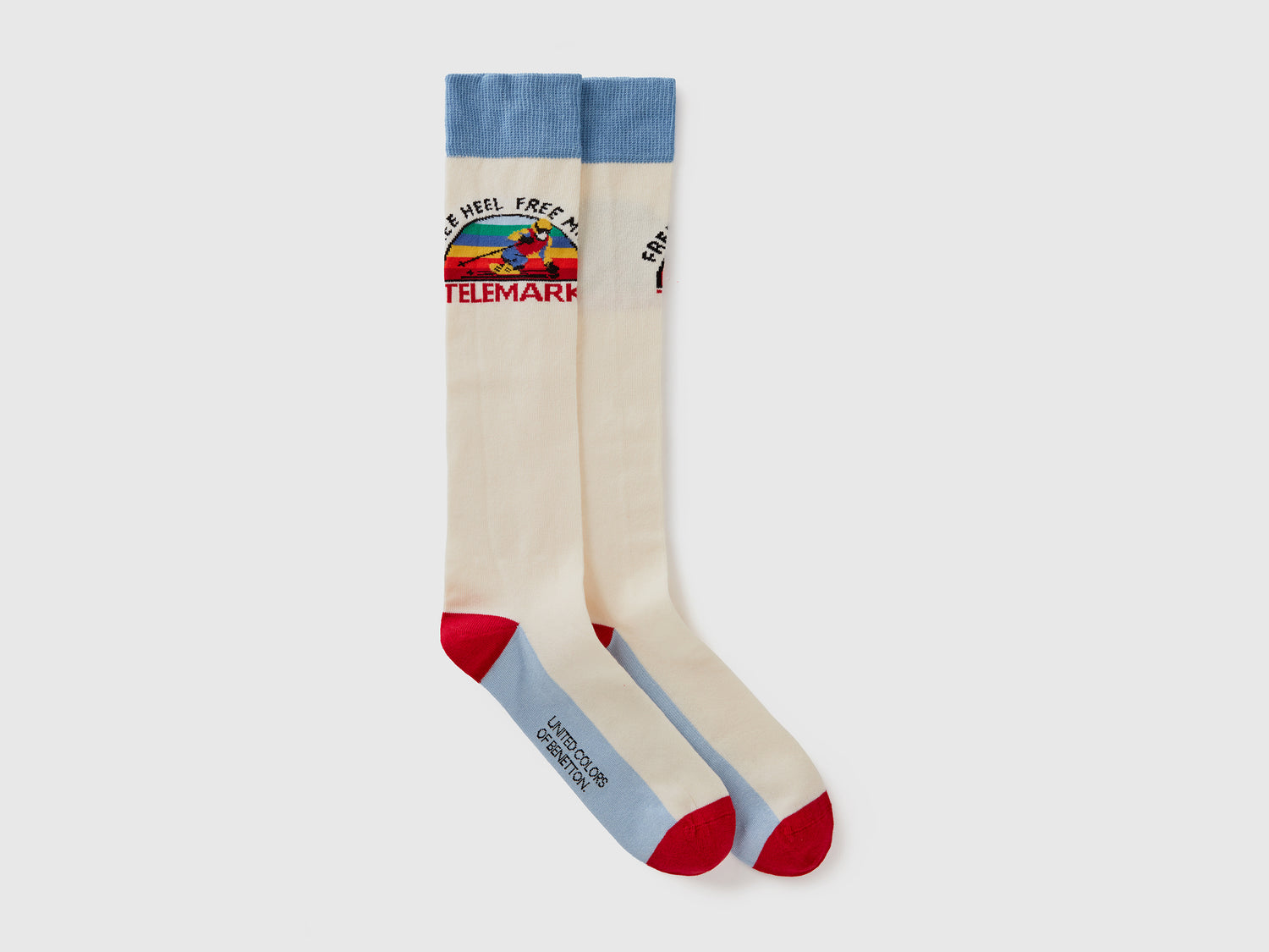 Long socks with ski graphics da uomo bianco panna | Benetton Outlet