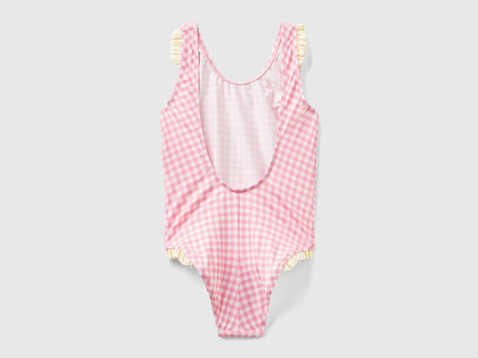 Costume intero vichy con balze da bambina rosa 2 | Benetton Outlet