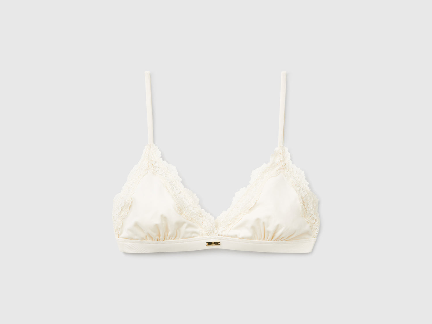 Triangle bra with lace da donna bianco panna | Benetton Outlet