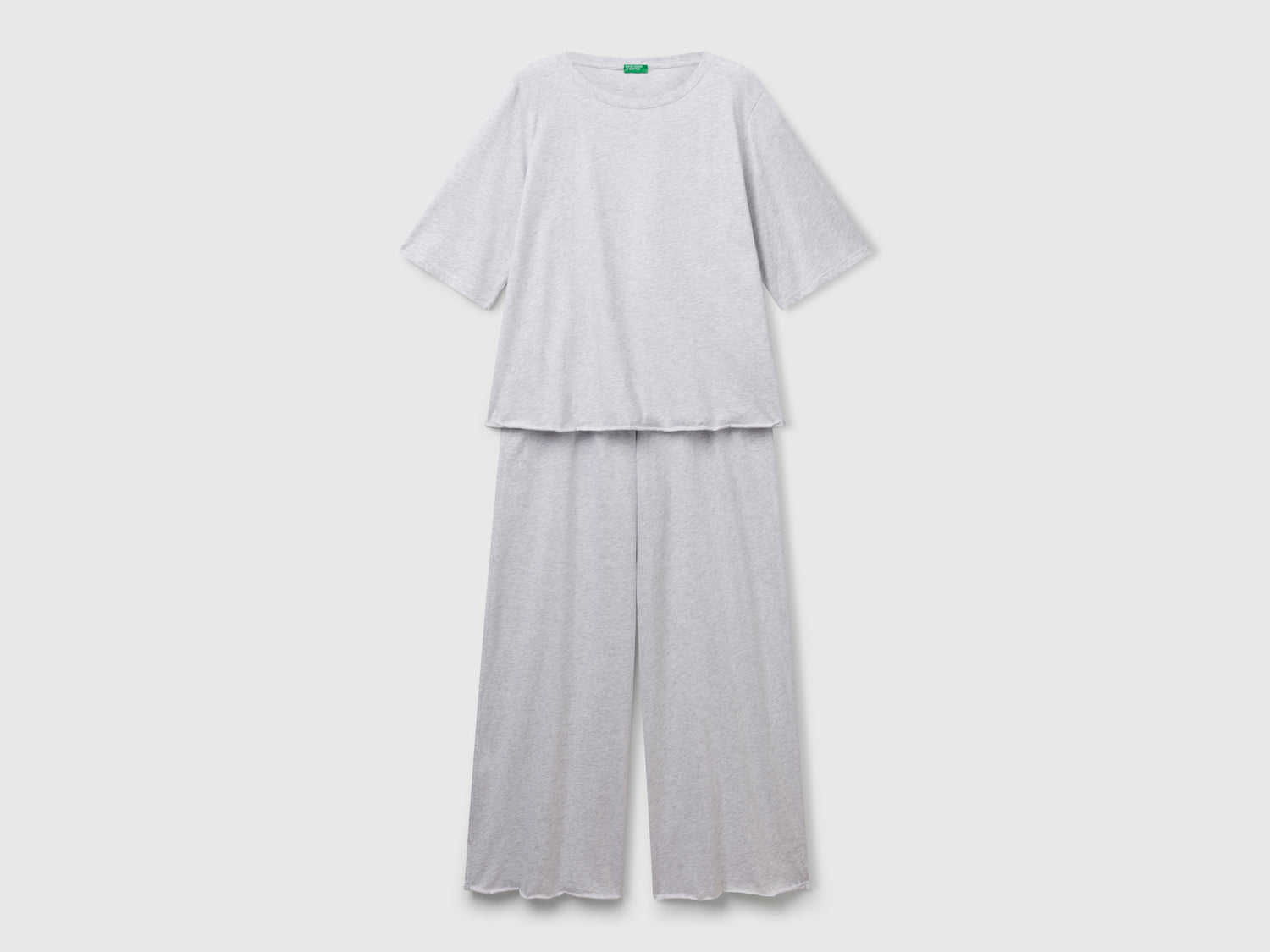 Pijama holgado de algodón puro da donna grigio chiaro | Benetton Outlet