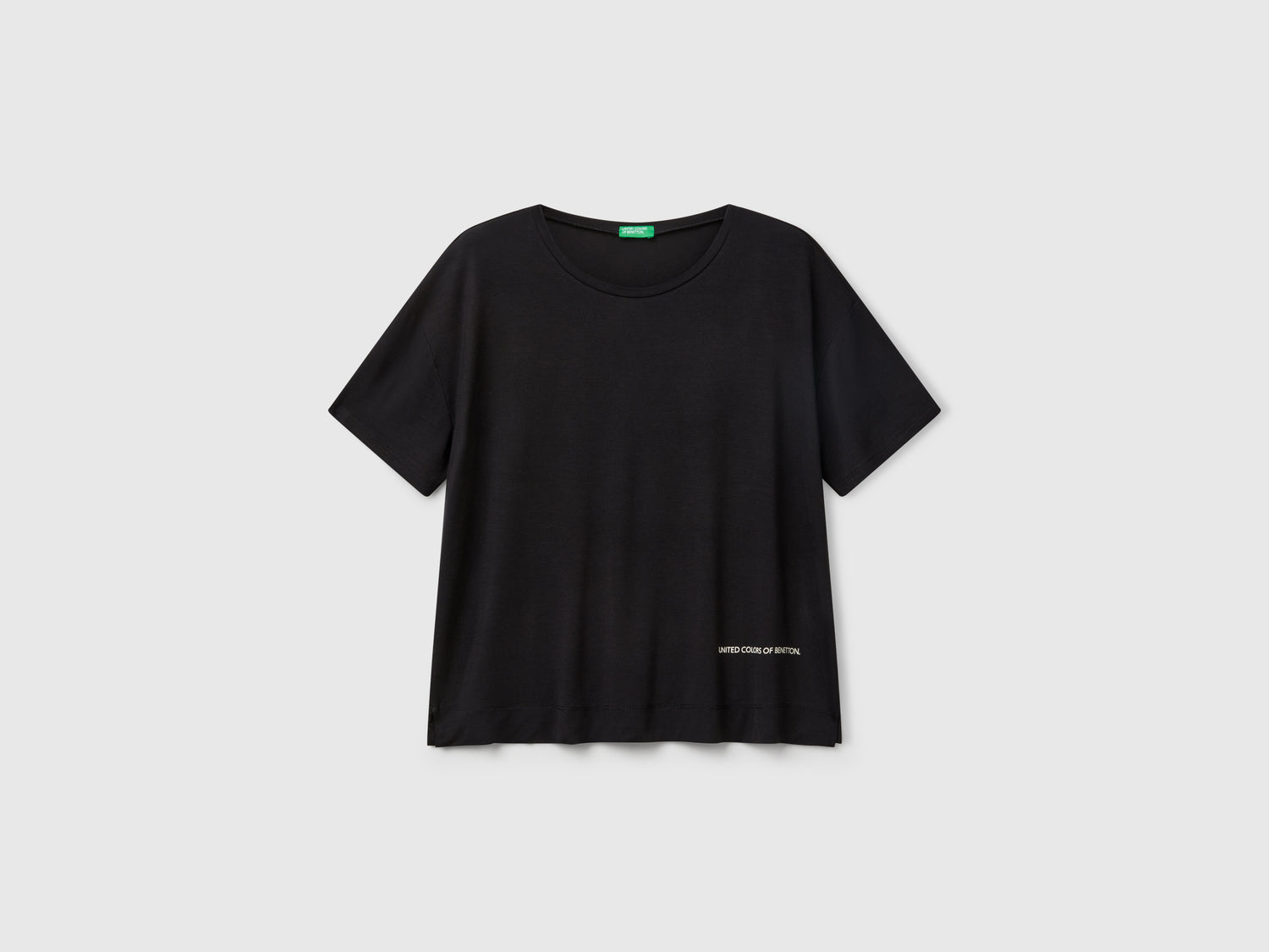 Camiseta de modal elástica da donna nero | Benetton Outlet