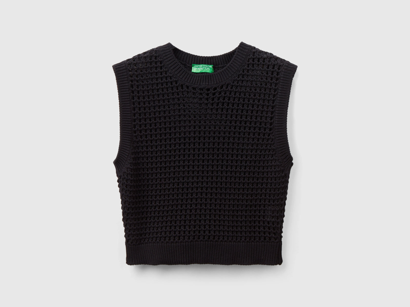 Cropped crochet vest da donna nero | Benetton Outlet