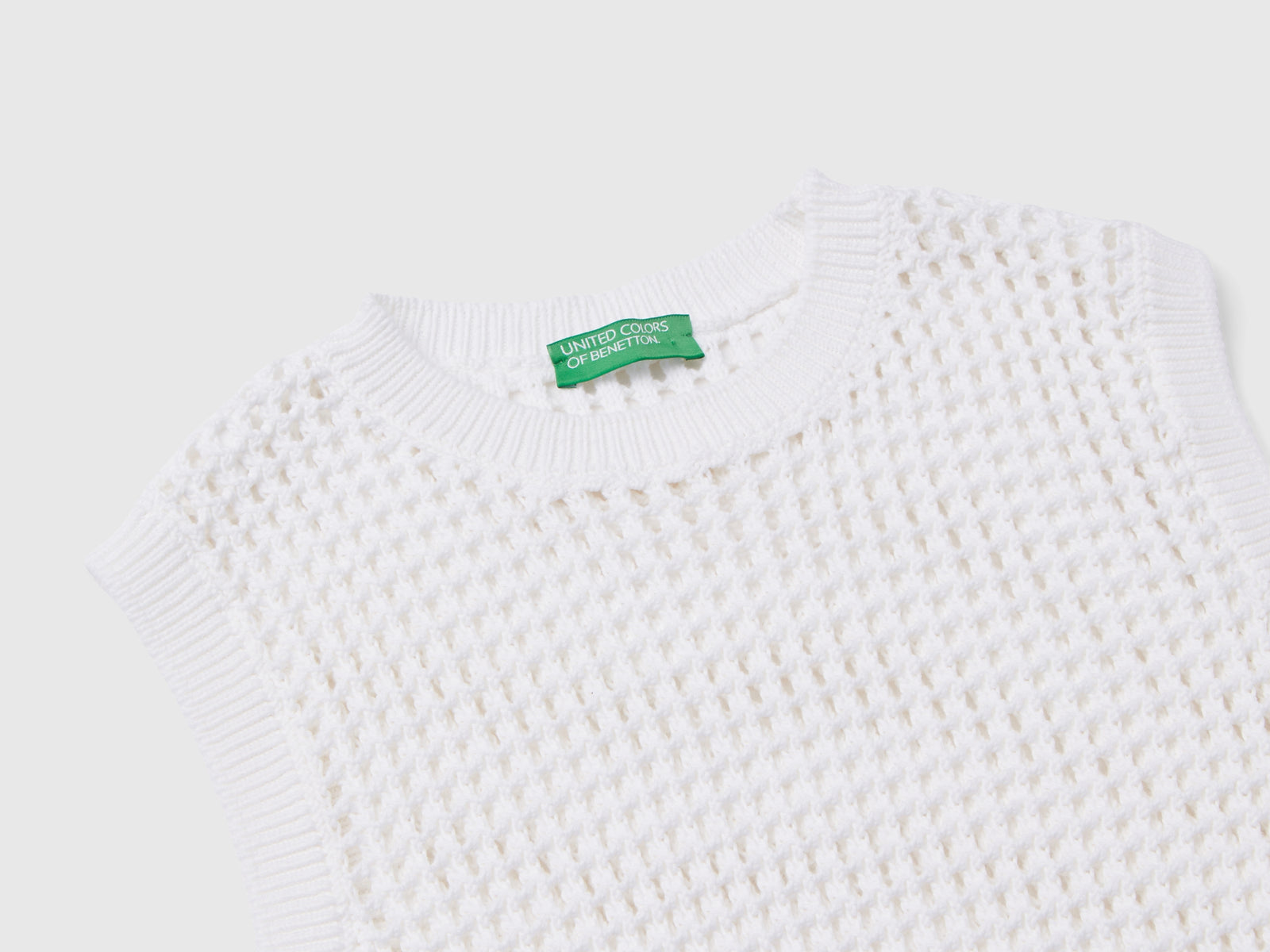 Cropped crochet vest da donna bianco 3 | Benetton Outlet