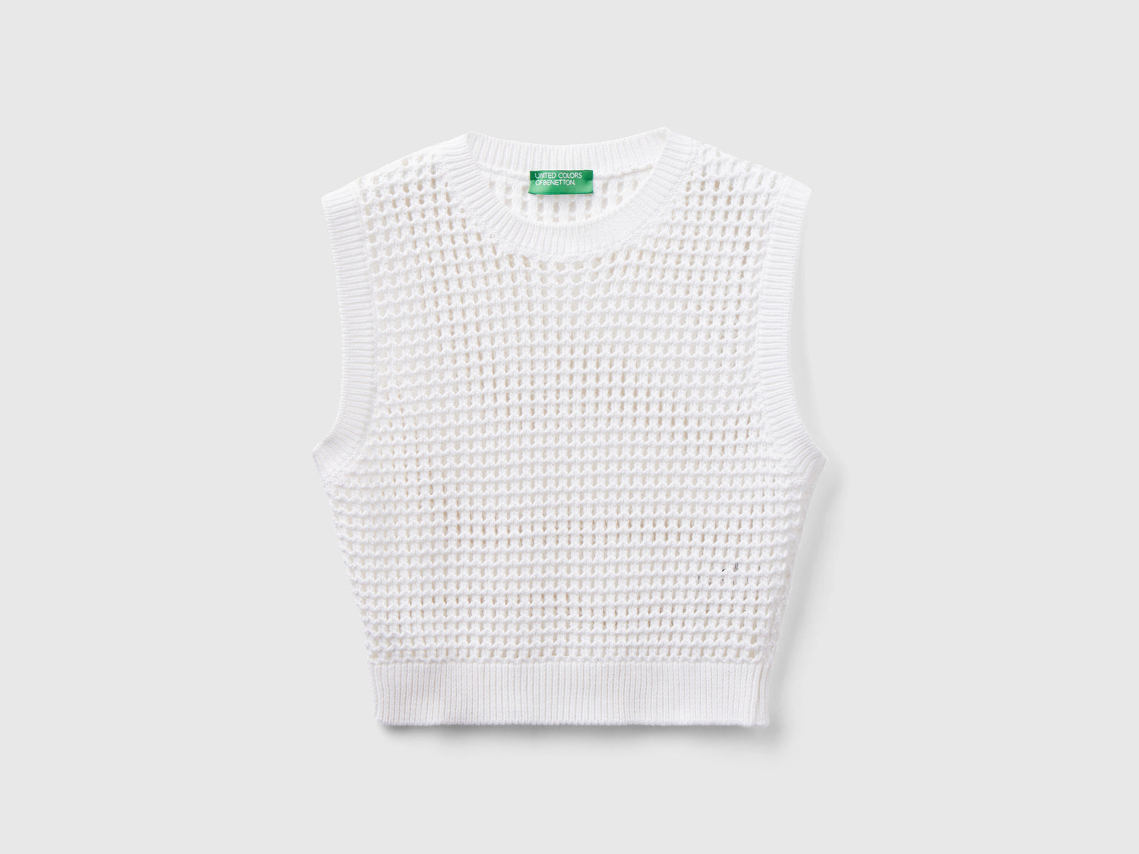 Cropped crochet vest da donna bianco | Benetton Outlet